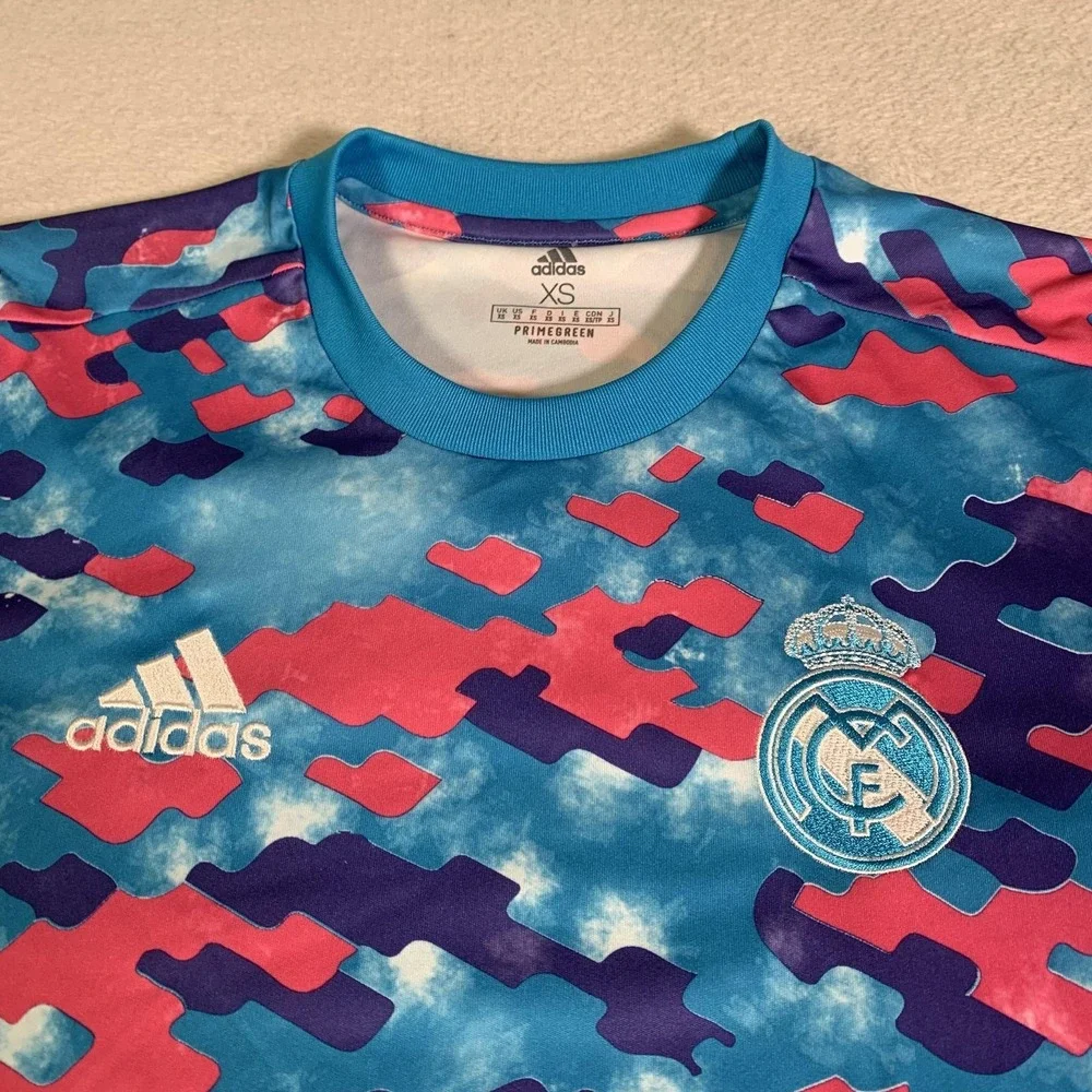 Real Madrid Jersey Mens XS Multi Color Soccer Adidas AEROREADY Pre Match Blue